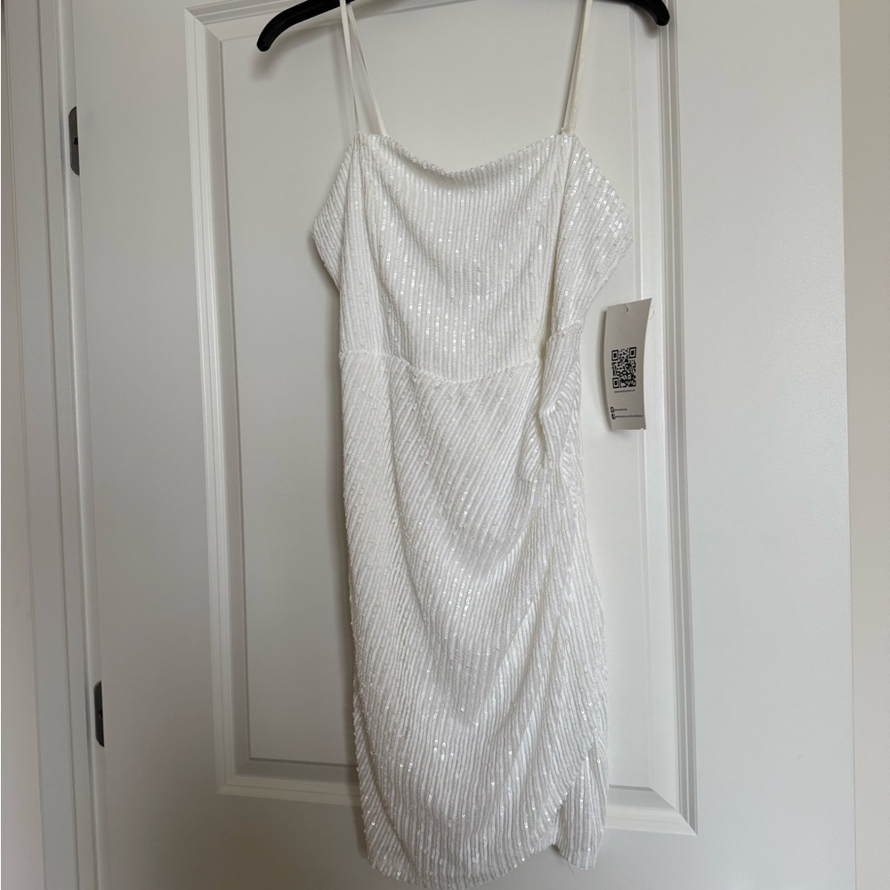 Emerald Sundae White Sequin Mini Dress